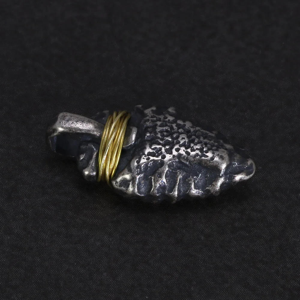 925 Sterling Silver Viking Spearhead Pendant for Men and Women Handcrafted Wrapped Brass Wire Charm Accessories Making Jewelry