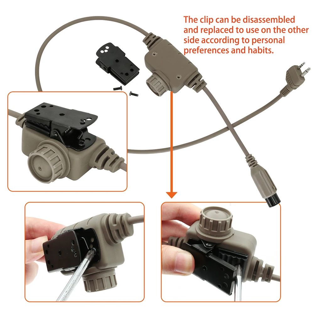 

Tactical Military U94 PTT RAC PTT Midland Tactical Headset Adapter for Original PELTOR MAS COMTAC Hunting Headphone Airsoft Nato