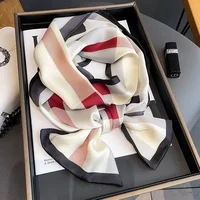 Luxury Design Ribbon Silk Scarf 17*150cm Headband Neckerchief Foulard Female Hair Scarfs Neck Tie Lady Skinny Scarves Soft Satin 4