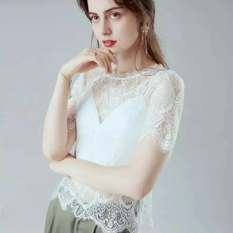 Detailed Mesh Embroidery and Mock Neck View