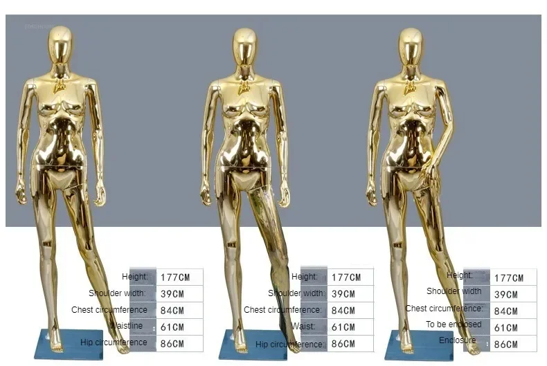 Modern Gold Mannequins for Women's Clothing Stylish Plastic Full Body Mannequins Simple Adult Mannequins for Clothing Stores L
