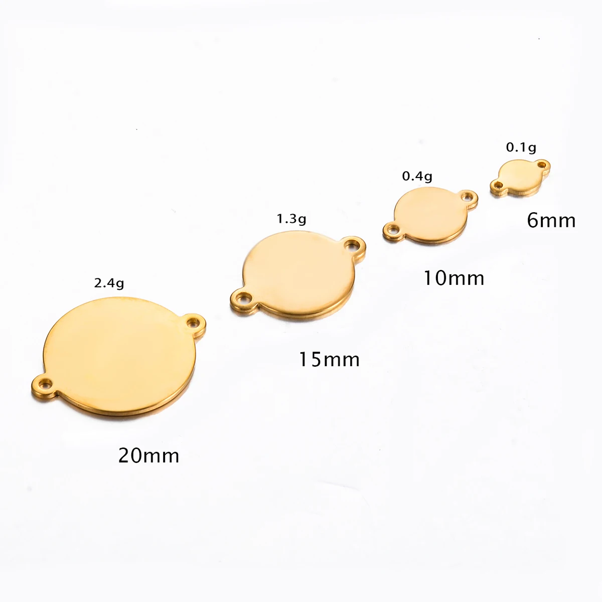20-Piece Gold Stainless Steel Round Blank Stamping Tags with Dual Loops