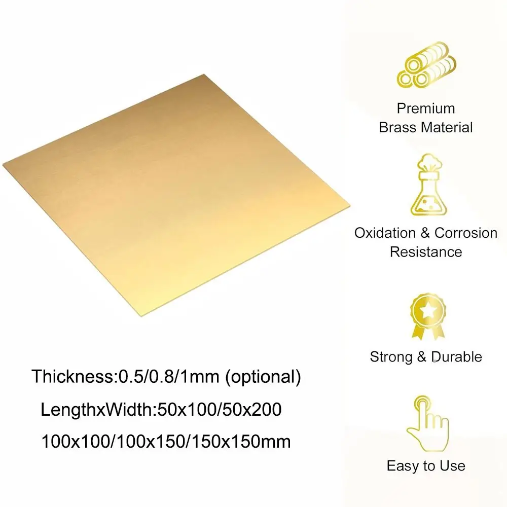 New Copper Brass Plate Sheet 0.5mm 0.8mm 1mm Multiple Sizes Brass Sheet Contruction Brass Pad