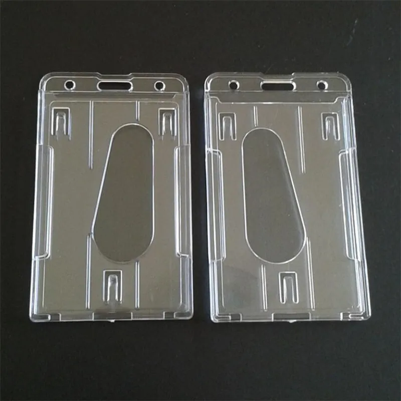 Thumb Card Case Transparent Plastic ID Tag Name Badge Holder Nurse Staff Work Card Cover Protector Bus Pass Card Sleeve Bag 2
