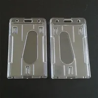Thumb Card Case Transparent Plastic ID Tag Name Badge Holder Nurse Staff Work Card Cover Protector Bus Pass Card Sleeve Bag 2