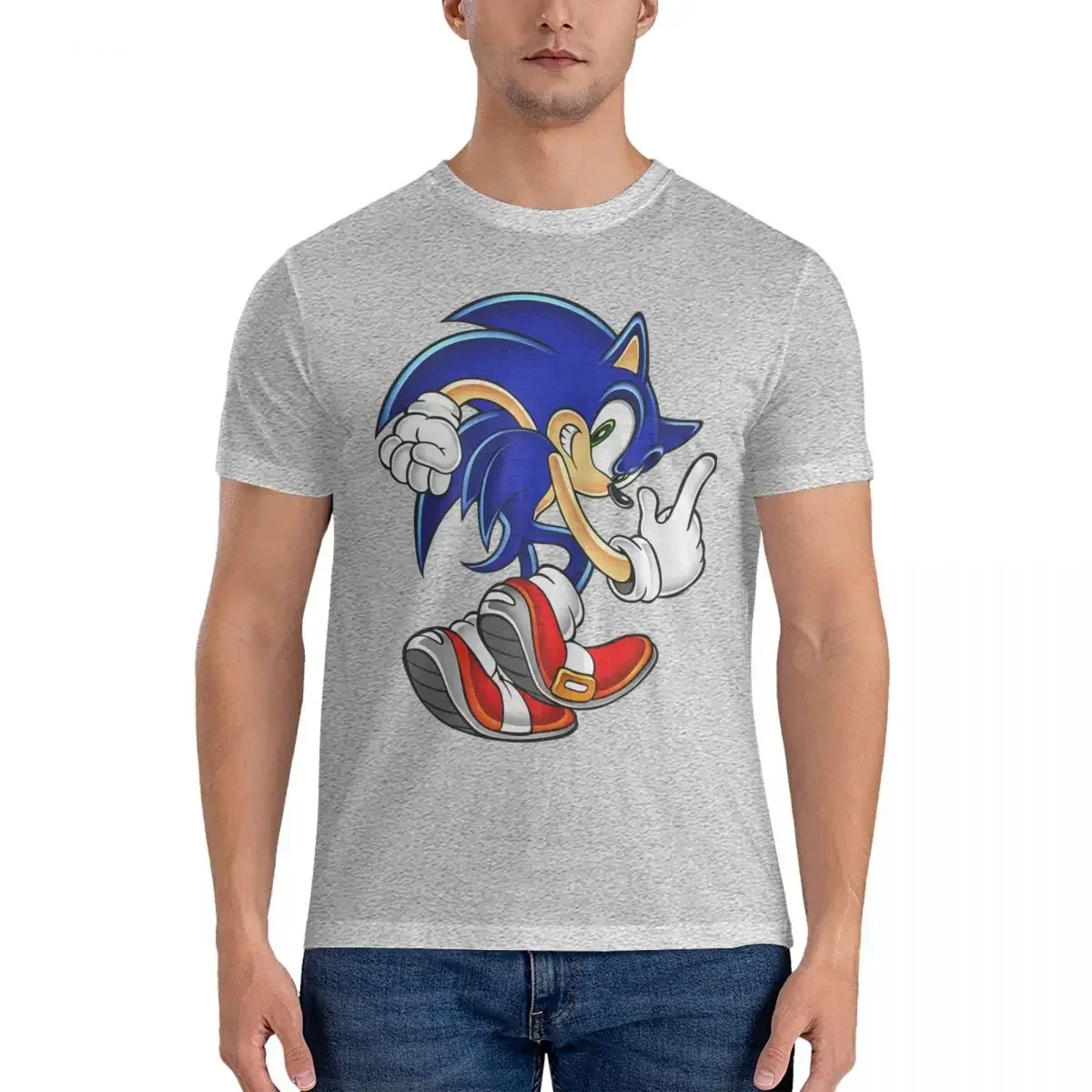 thumbnail image 1 of Camiseta de hombre Running Boom Sonic-c The Hedgehog-g de algodón puro, novedad, camisetas de manga corta con cuello redondo, idea de regalo, camisetas vintage, 1 of 4