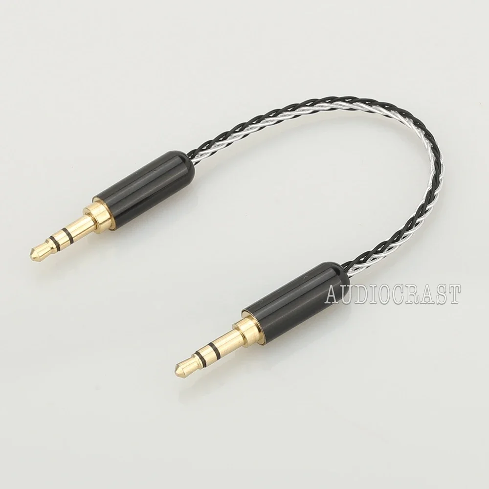 Audiocrast 10Cm Silver Plated 3.5Mm Male To 3.5Mm Male Stereo Audio Hifi Audio Cable Aux Cable For Headphones, Smartphones, Note