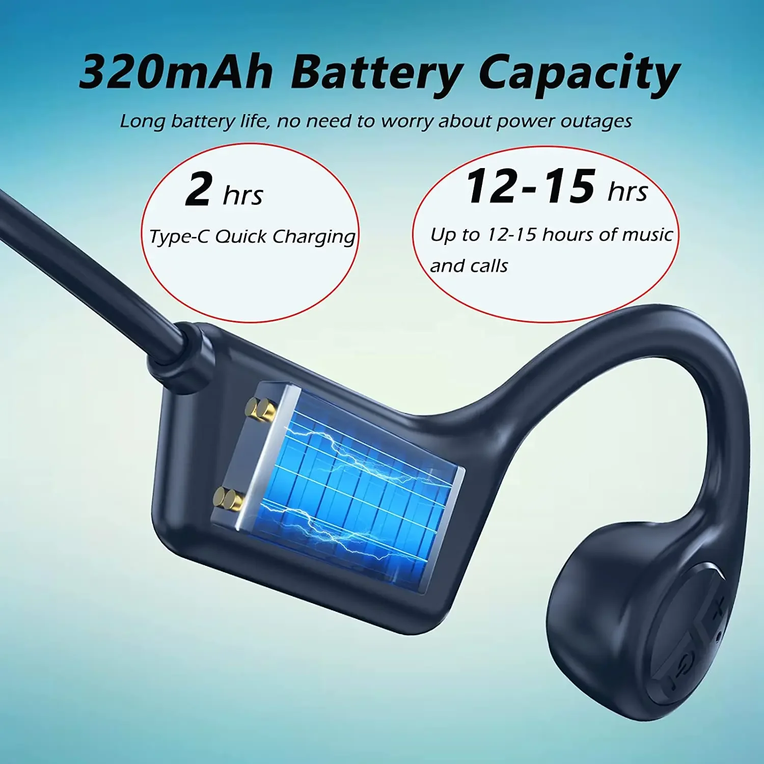 CXK Auriculares De Oreja Abierta Con Micrófono, Auriculares Bluetooth Con Cancelación De Ruido AI, Bluetooth 5.3, Auriculares De Conducción De Aire, Auriculares Inalámbricos Con Micrófono Para