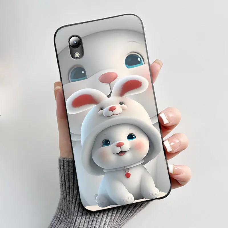 Luxury Cute Love Rabbit Cartoon Black Silicone Shockproof Case