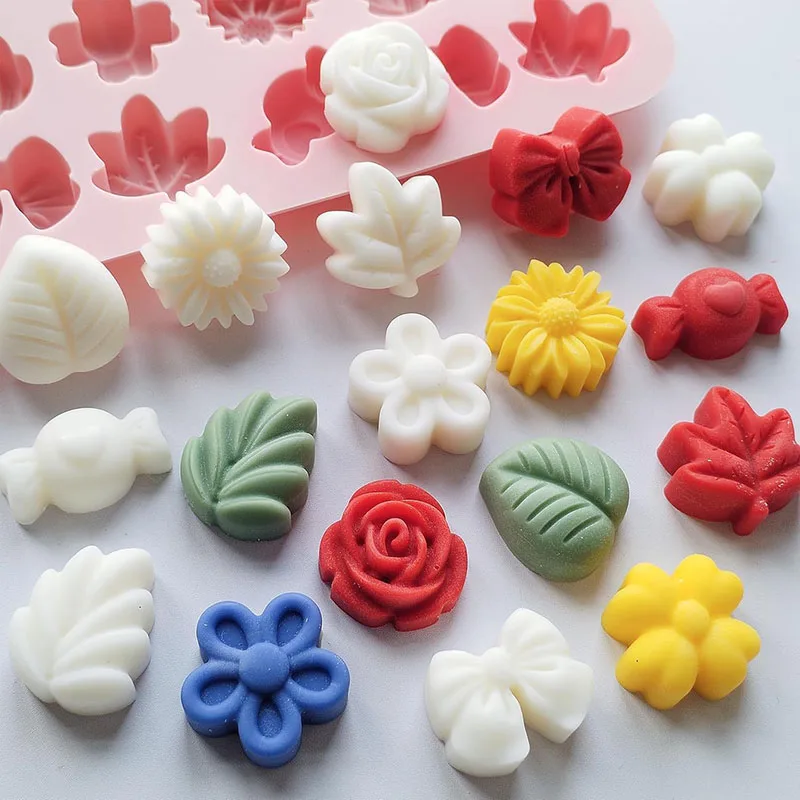 Flower Candy Silicone Mold Daisy Rose Leaf Bow Shape Chocolate Mold Ice Cube Tray 3D Fl... - SKU FCSM2143 - UGI Packaging