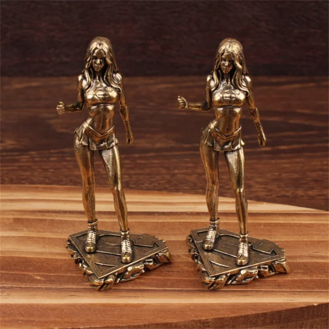 Petite fée/rétro en laiton défilé de mode beauté ornements de bureau Figure en métal Sculpture salon décoration de la maison cadeau 2