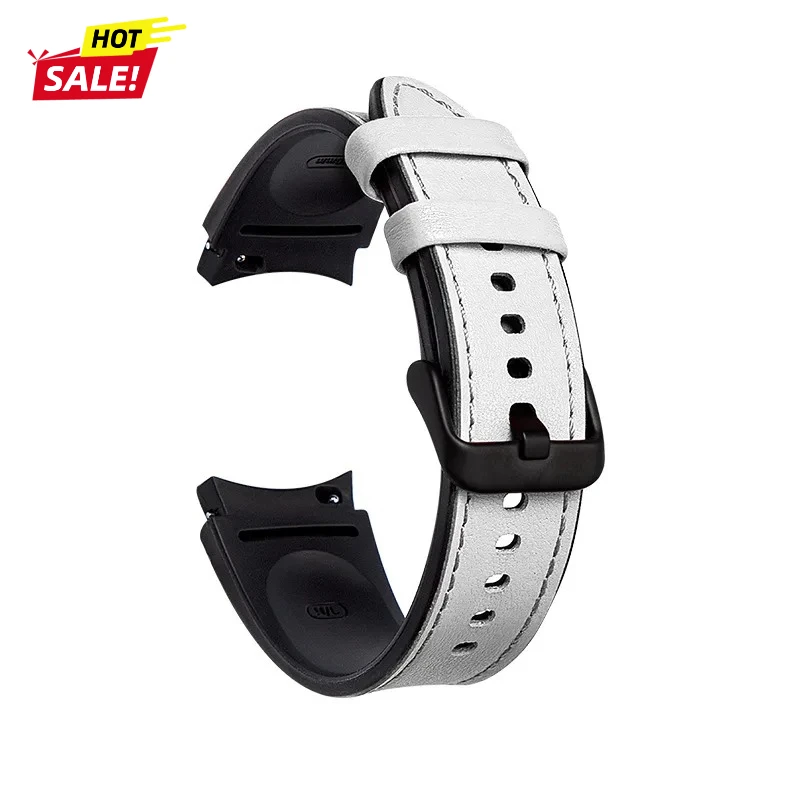 Premium Leather Grain Band with Silicone Strap