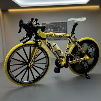 1:8 미니 합금 자전거 모델, 다이캐스트 금속 핑거 레이싱 산악 자전거, 접이식 사이클링 장식품, 어린이 컬렉션 장난감 상품 이미지