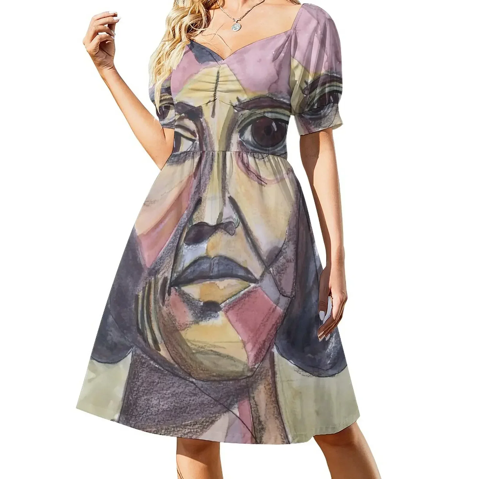 thumbnail image 1 of Vestido de noche de manga corta Clementine Hunter para mujer, vestido largo para mujer, falda para mujer, vestidos de fiesta., 1 of 7