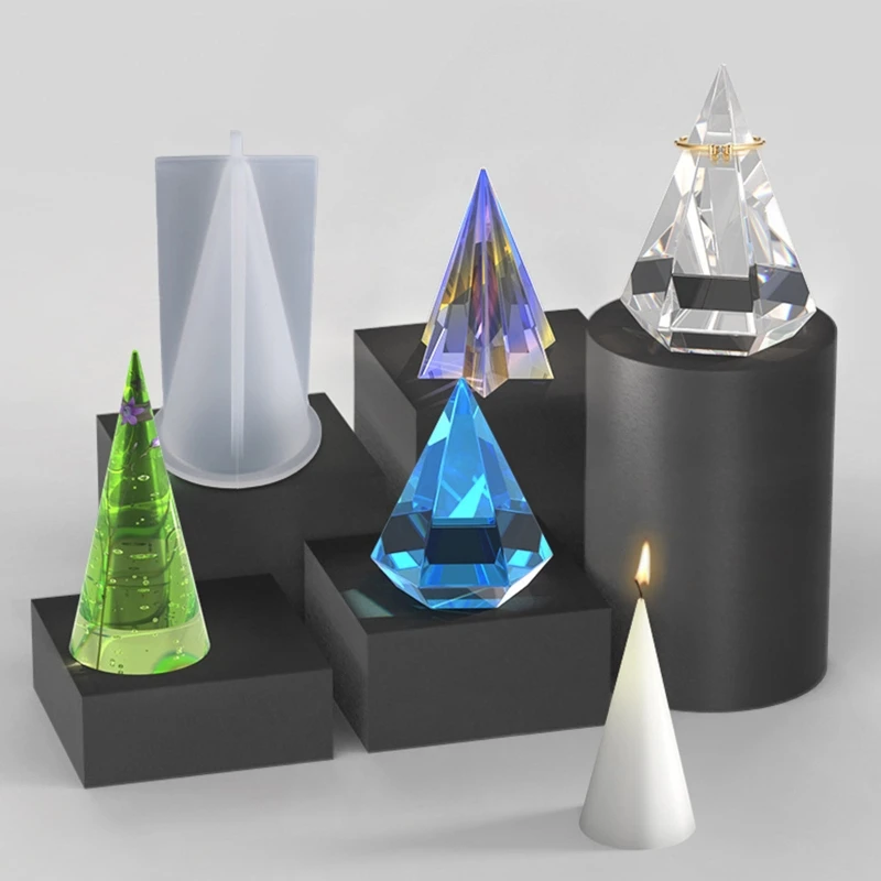 Ring Holder Cone Resin Mold Pyramid Silicone Candle Molds for Resin Casting Soap Aromatherapy Candle Jewelry Making DIY
