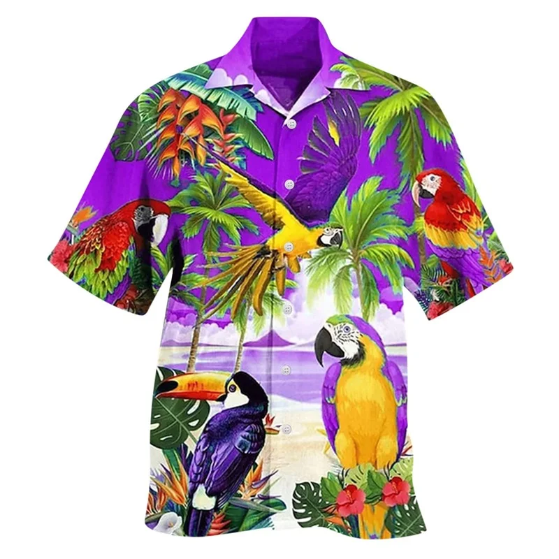 thumbnail image 1 of Camisas y blusas con estampado digital de animales para hombre, camisas casuales de manga corta a la moda para fiestas, playa, sueltas, para hombre, 1 of 5