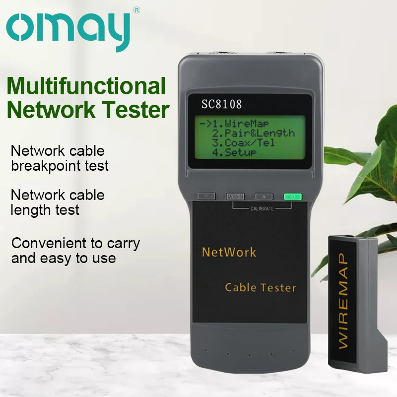 Портативный сетевой тестер SC8108, измеритель LAN телефонного кабеля с ЖК-дисплеем, RJ45, Cat5e, Cat6, UTP
