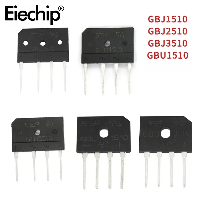 Diode Bridge Rectifier Rectifier Diodes Electrical Rectifier Diodes Electrical Diodes 5PCS Diode Bridge Rectifier DIP GBJ1510 GBJ2510 GBJ3510 GBU1510 Rectifier Kit