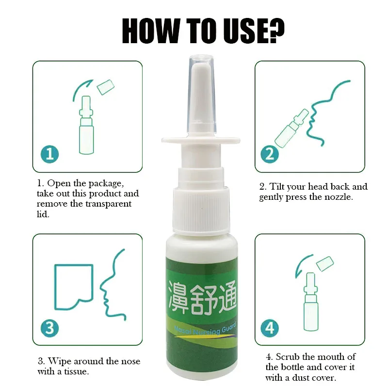 10 sztuk ekstrakt roślinny Spray do nosa, aby złagodzić nieżyt nosa i zapalenie zatok krople nosa łagodzi bóle głowy zawroty głowy osobistej opieki zdrowotnej
