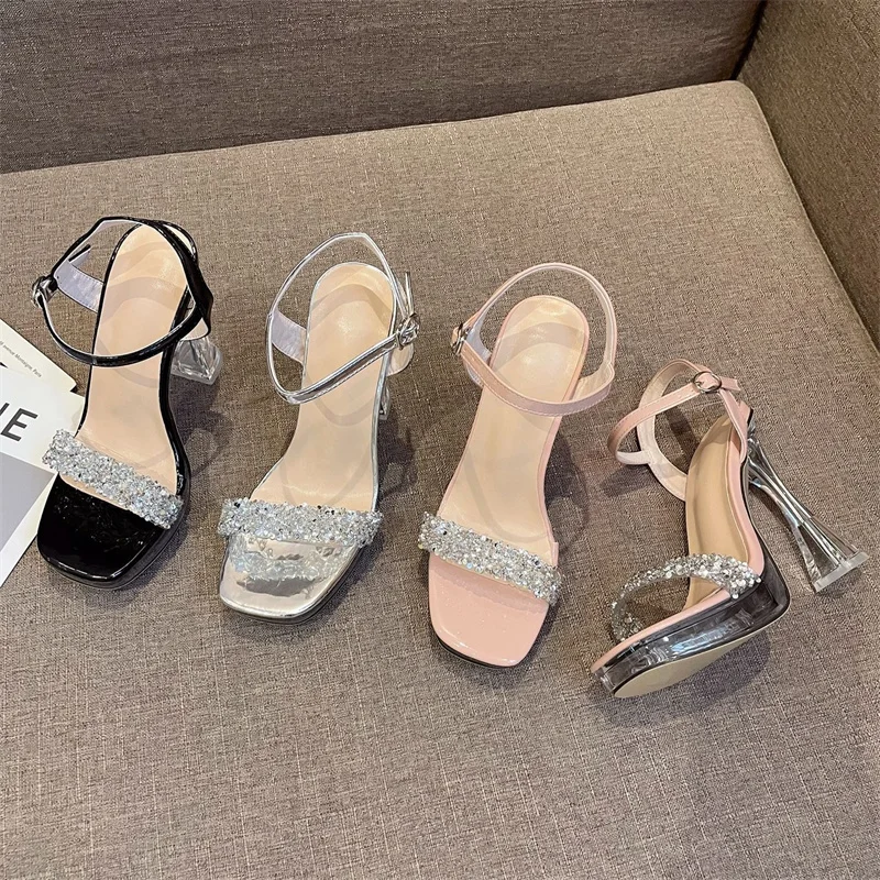 

Туфли-лодочки летние розовые на платформе высотой 13 см, блестящие Серебристые Туфли-карандаши с открытым носком