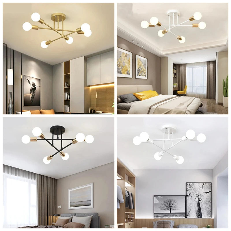 Modern Chandelier LED Ceiling Lamp For Living Dining Room Bedroom Kitchen Black Gold Ceiling Light Nordic Home Decor Fixture