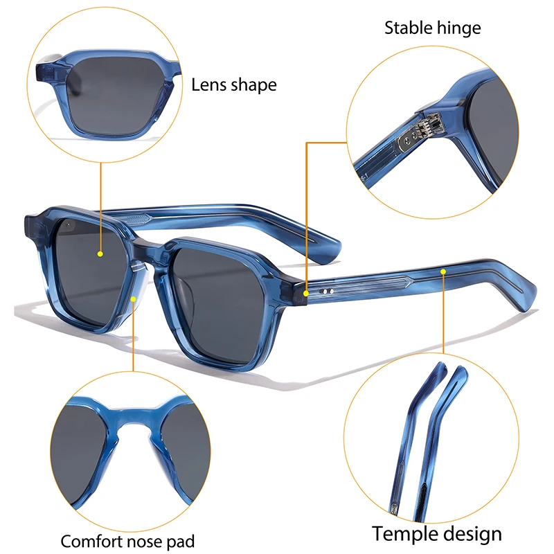 CATERSIDE Acetat-Rahmen, Vintage, runde Herren-Sonnenbrille, kleiner Rahmen, hochwertige Sonnenbrille für Damen, Party, Reisen, Outdoor-Brille – Detail 3
