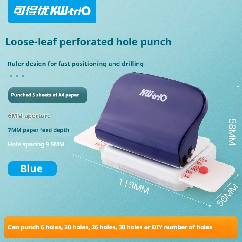 6-Hole Punching Machine KW-Trio 99h9 26 30 Hole Punching Machine A4 B5 Hole Machine Student Manual circle hole punch hole punching tools paper craft punch paper punch