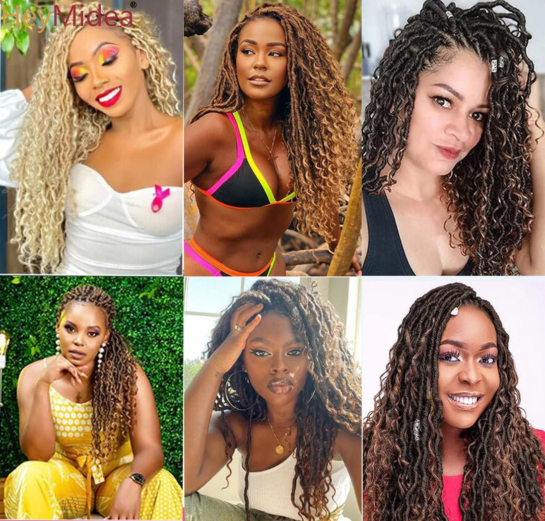Synthetic New Goddess Locs Crochet Hair River Fauxs Locs Braiding With Curly Hair In Middle And Ends Braiding Hair Extensions