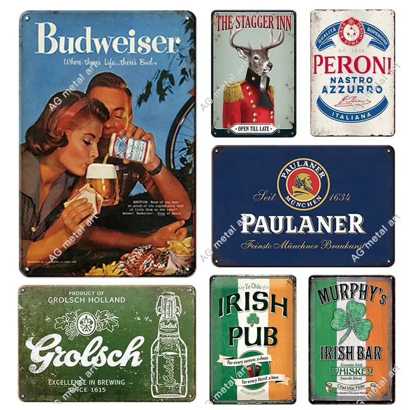 

INEED Decor Vintage Beer Metal Sign Decorative Plaque Retro Poster Wall Decor Bar Pub Club Man Cave Beer Tin Plate Home Decor