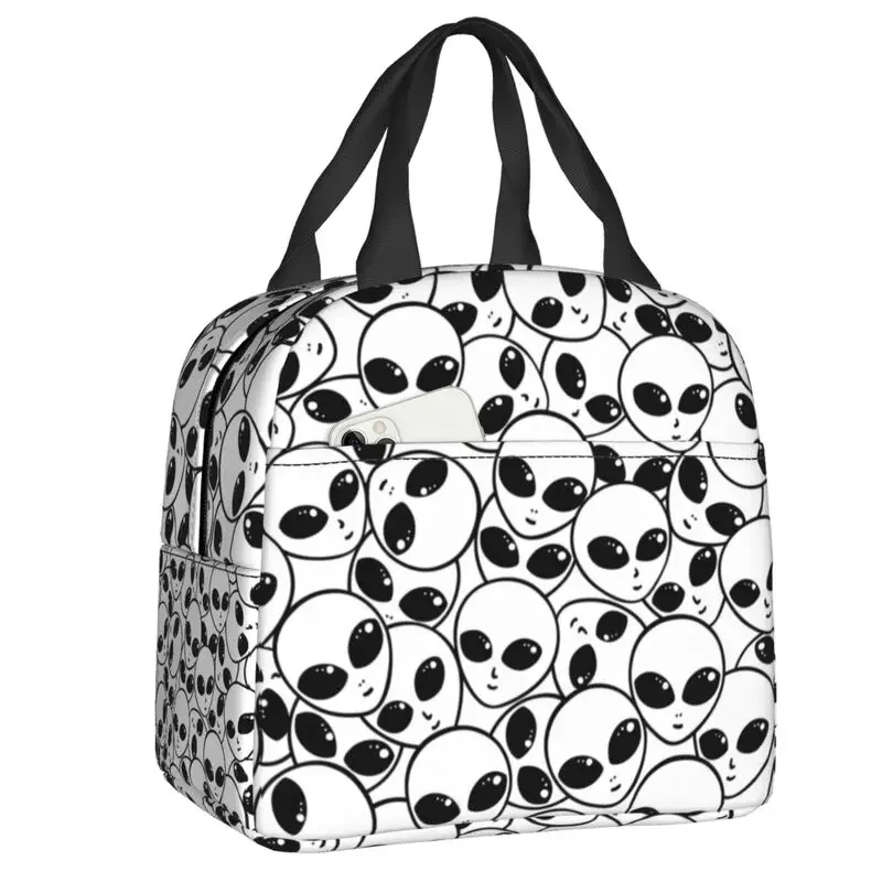 

Custom Space Alien Area UFO Bag Women Cooler Warm Insulated Lunch Boxes for Student School