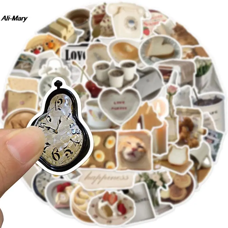 

50pcs Ins Style Kawaii Good morning Style Food Stickers Cat Decals Decoration Notebook Fridge Suitcase Phone Guitar Bike Car