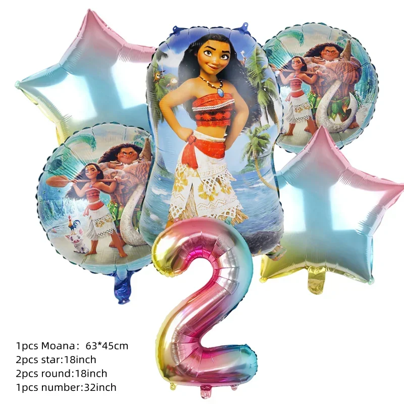 thumbnail image 1 of Globos de Disney Moana con temática de baby shower, juego de globos de dibujos animados para fiestas, suministros de decoración para cumpleaños de niñas, 1 of 5