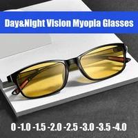 Vintage Women Men's Anti-Glare Driving Night Vision Minus Glasses Ultralight Square Frame Eyeglasses Retro Myopia Eyewear To-4.0 1