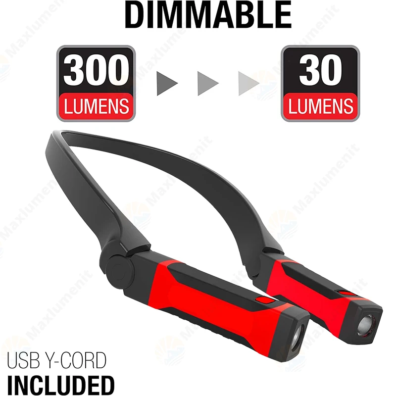 LED Neck Light USB Rechargeable Hands Free Lighting For Mechanics Camping Hunting Reading