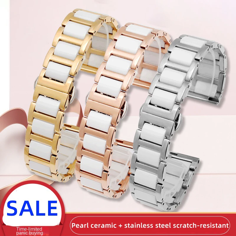 Elegant Ceramic Metal Strap Bracelet with Tool Set - Available in Various Sizes and Colors
