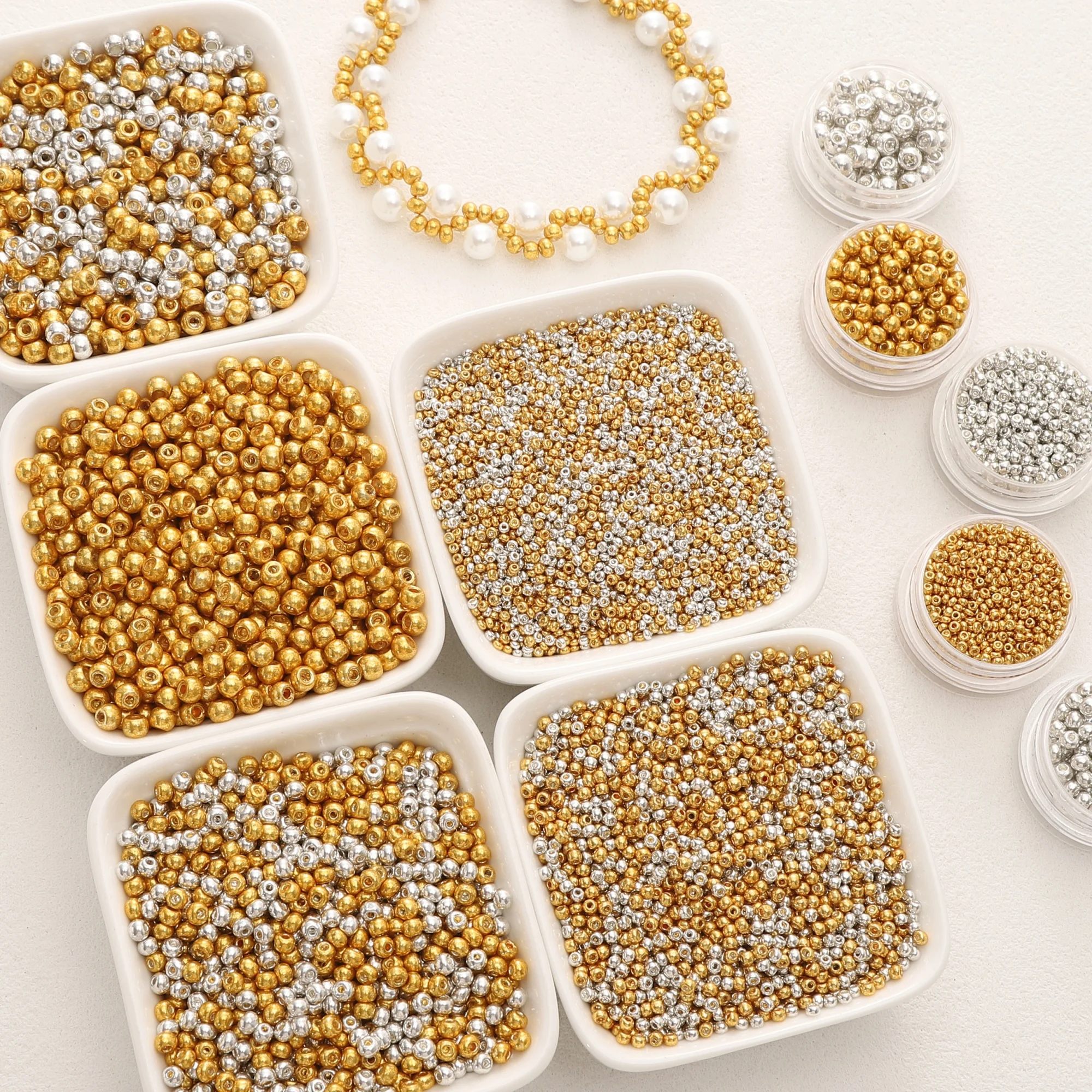 Gold/Silver Glass Seed Beads