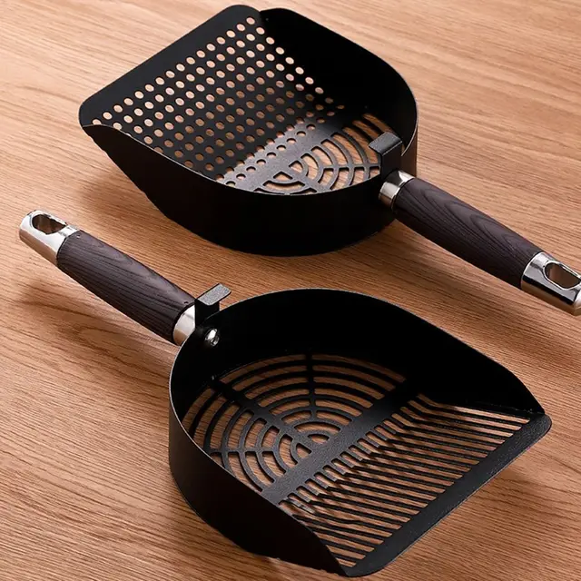 Stainless Steel Cat Litter Scoop Deep Shovel Sturdy Mesh Pet Waste Shovel Long Handle Comfortable Grip Cat Poop Sifting Tool