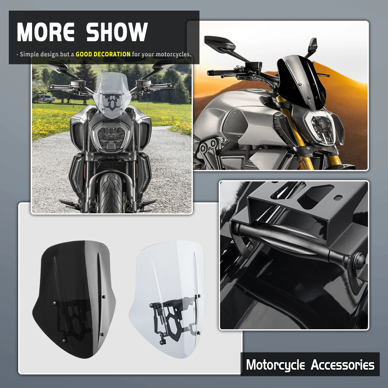 para ducati diavel acessórios da motocicleta capa defletor com suporte de montagem windscreen