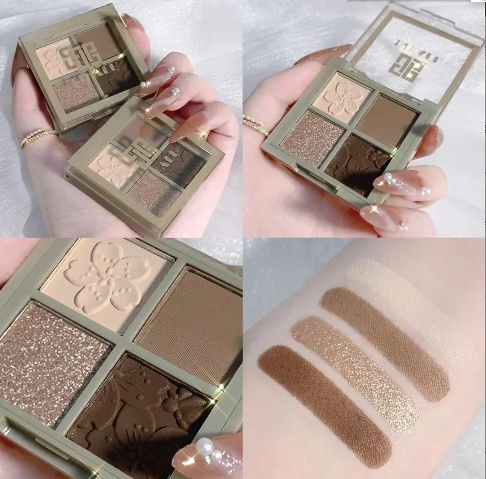 

4 Color Eye Shadow Easy To Color Matte Pearlescent Earthy Eye Shadow Palette Professional Eyeshadow Pallete Cosmetic T2350