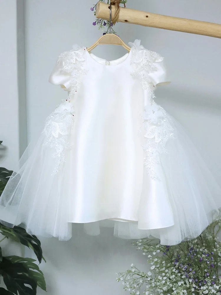 Flower Girl Dress Short Sleeve Party Clothing Kids Birthday Gowns Wedding Dresses Princess Banquet Clothing flower girl dresses girls dresses