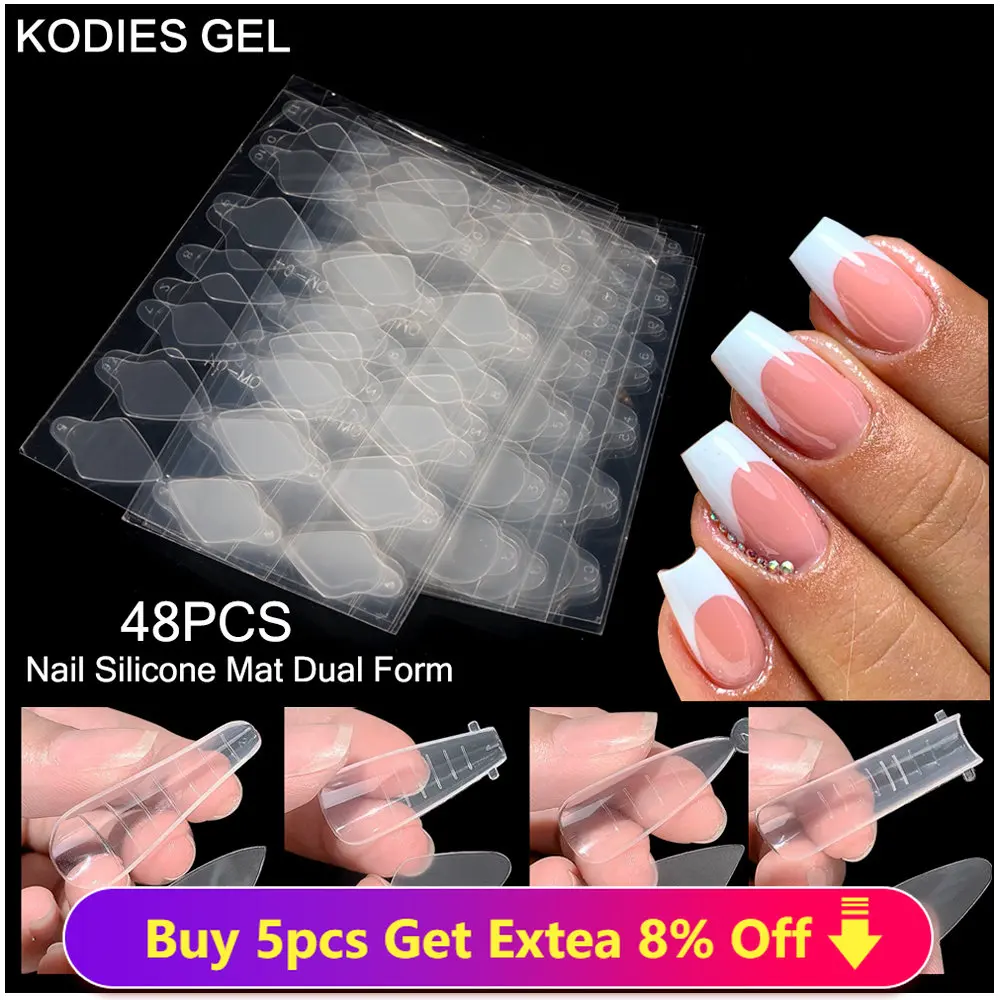 pistola Recurso Más que nada KODIES GEL 48 PCS Dual Nail Forms Stickers French Silicone Mold for Nails  False Poly Nail Gel ExtensionTips Pads Manicure Tools _ - AliExpress Mobile