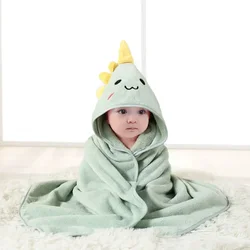 Adorable Hooded Baby Bathrobe Towel & Swaddle Blanket (Green)