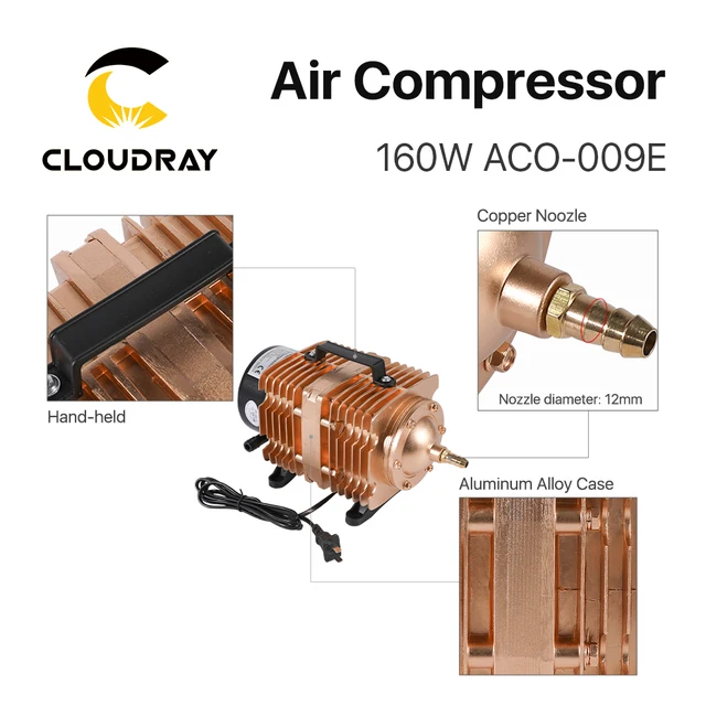 Cloudray 160W Air Compressor Electrical Magnetic Air Pump for CO2 Laser Engraving Cutting Machine ACO-009E 5