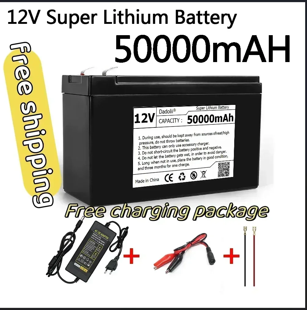 

12V Battery 50Ah 18650 lithium battery pack suitable for solar energy electric vehicle battery power display+12.6V3A charger