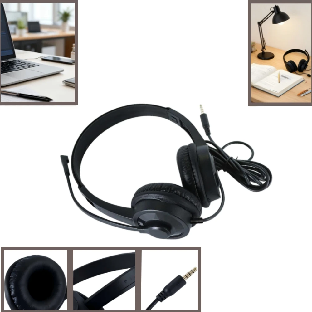 3.5mm Wired Computer Headset with Microphone - Clear Voice Noise Reduction | 1.5M Cable Volume Control for Office/Call Center
