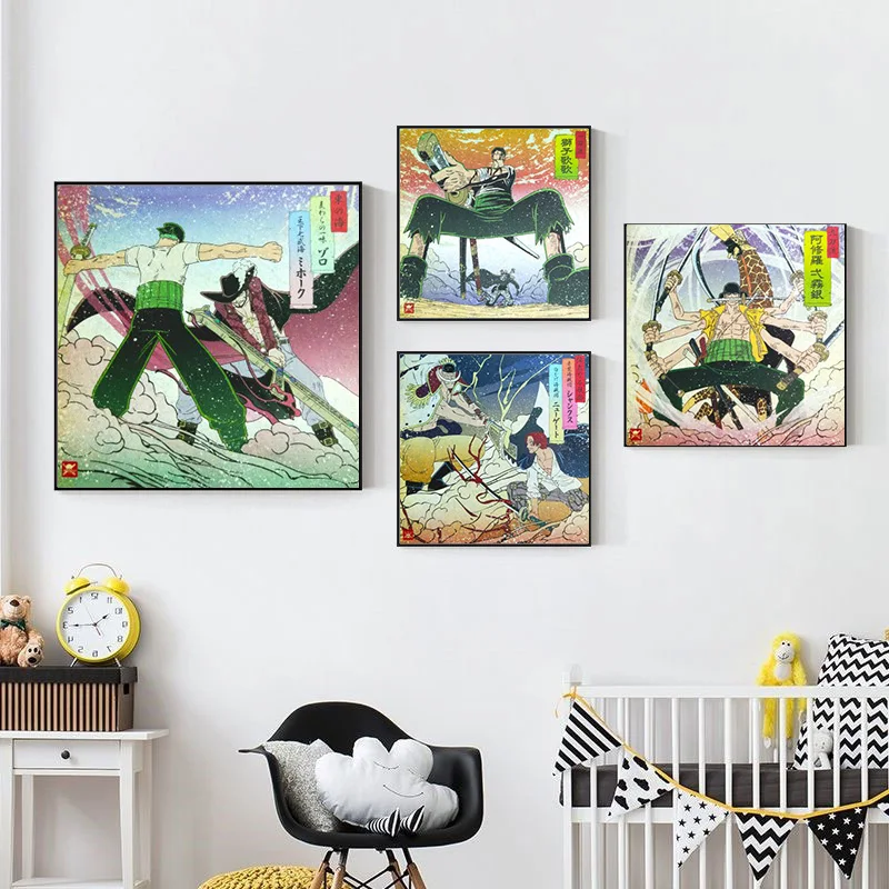

Japanese Anime Graffiti Cartoon Canvas Painting One Piece Roronoa Zoro Posters Prints Pictures Wall Art Living Room Home Decor
