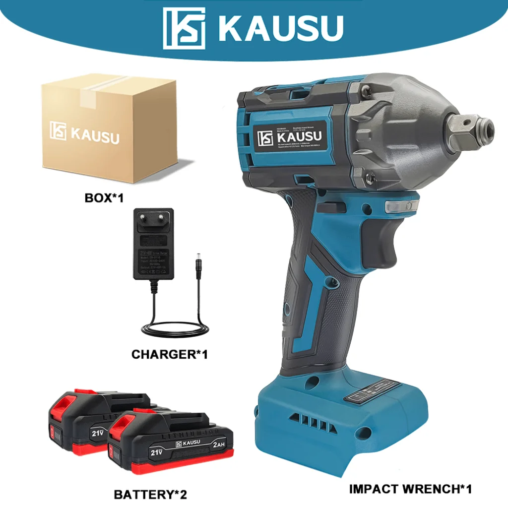 KAUSU Brushless Electric Impact Wrench 500N M Torque 1 2 Inch Rechargeable Cordless Wrench Handheld Power Tool Makita 18V Battery