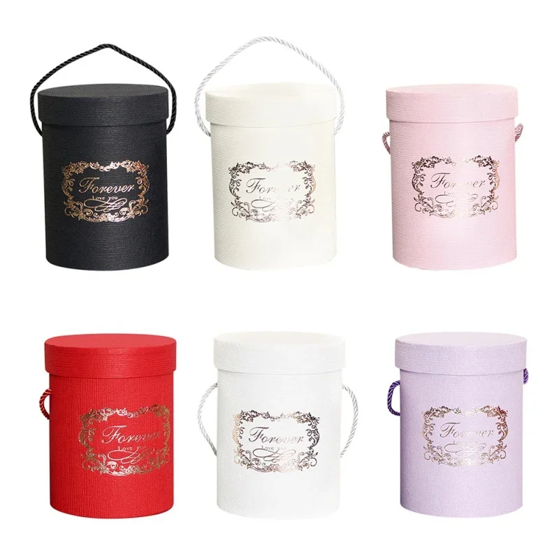 Romantic Round Flower Box Small Flower Box With Rope Festive Party Supplies Wedding Decoration Gifts Wrap Storage Supplies