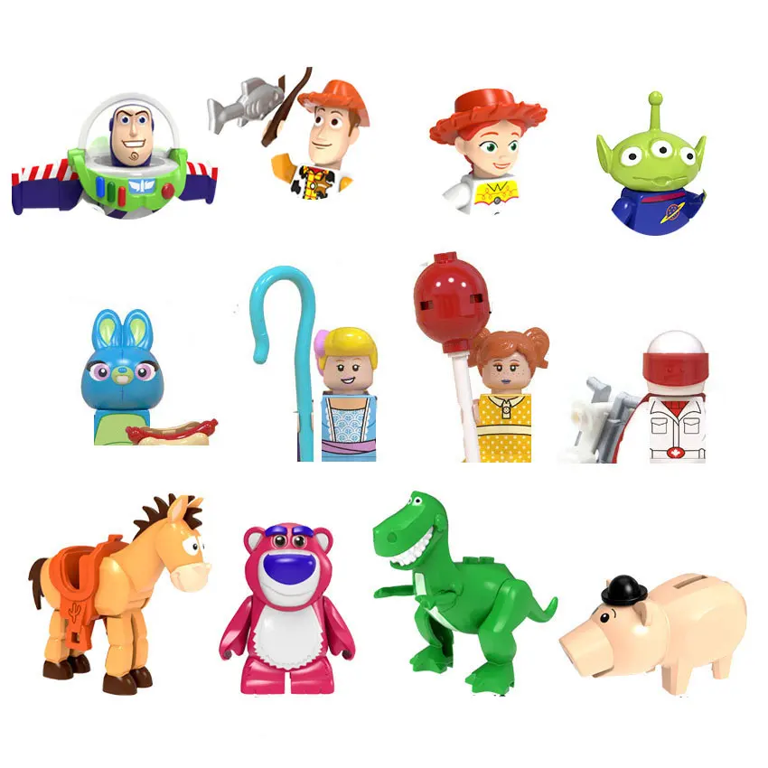 Film Toy Story Buzz Lightyear Woody Jessie Rex Alien Bo Peep Anime Bricks Mini Action Toy Figures Assemblare Blocchi Per Bambini