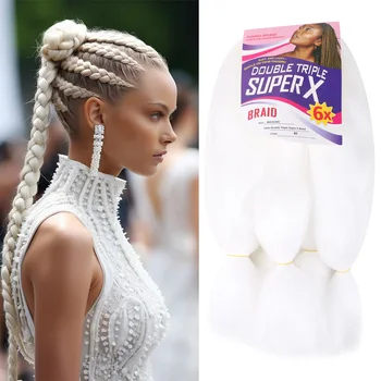 6 Pcs/lot Synthetic Pre Stretched Ombre Jumbo Braiding Hair Extensions Hair Hot Water Setting KanekalonFor Women Kids Crochet 1